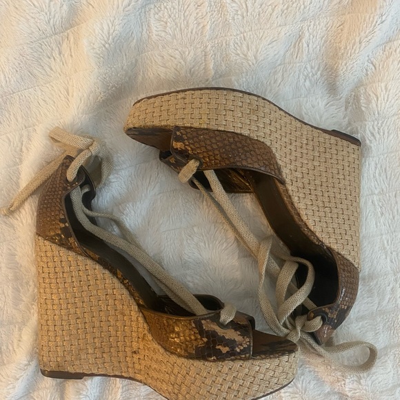 Theory Snake Skin Lace-up Espadrille Wedge EU 37 - Picture 9 of 11
